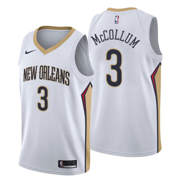 Men's White New Orleans Pelicans #3 C.J. McCollum Association Edition Stitched Jersey
